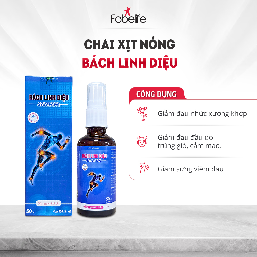 Chai Xịt Giảm Nhanh Đau Nhức Xương Khớp Bách Linh Diệu Santafa Fobe - Chai 50ml