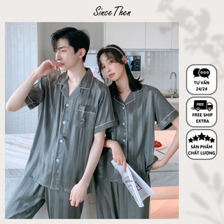 Đồ ngủ đôi nam nữ vải lụa mềm mịn, Pijama tay ngắn quần dài đẹp - Since Then