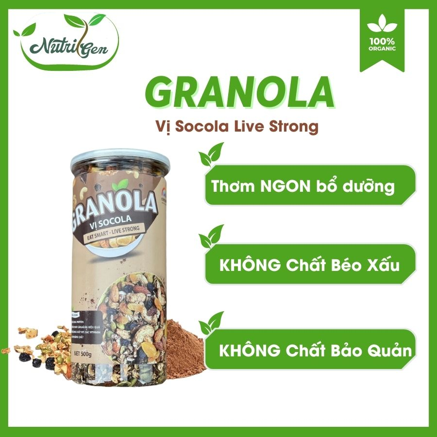 Granola Siêu Hạt Vị Socola Thơm Ngon Thêm Macca, Hạnh Nhân, Hạt Điều