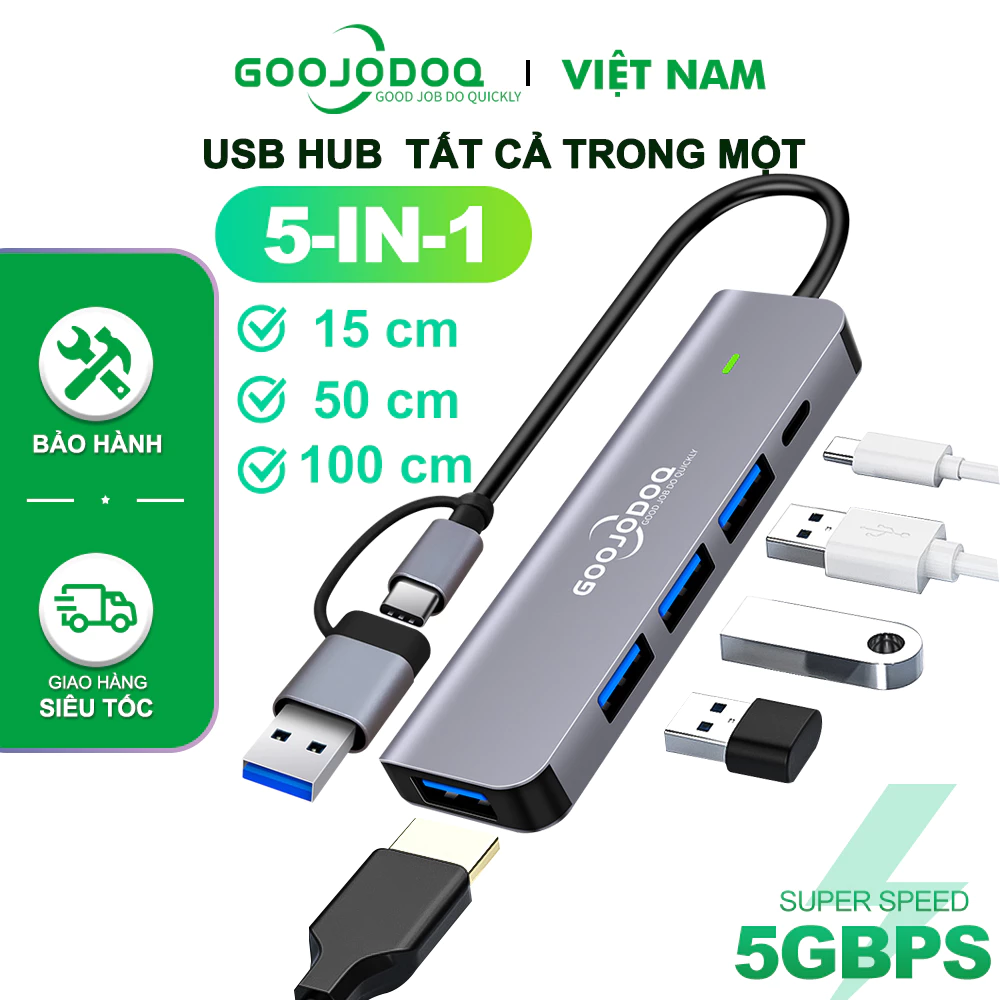 Nhiều Hub USB 3.0 Cổng Loại C GOOJODOQ  Cho Macbook Laptop HDMI PD Sạc Âm Thanh VGA RJ45 Bảo hành chính hãng