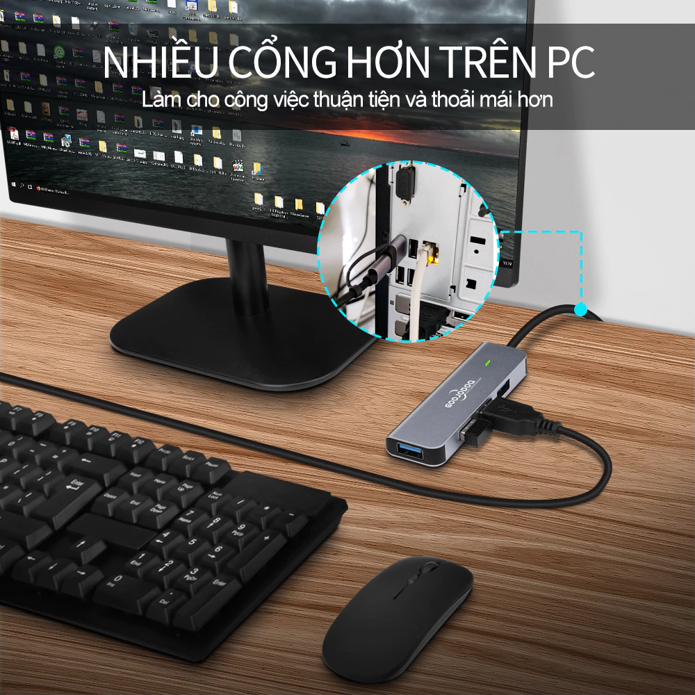 Nhiều Hub USB 3.0 Cổng Loại C GOOJODOQ  Cho Macbook Laptop HDMI PD Sạc Âm Thanh VGA RJ45 Bảo hành chính hãng
