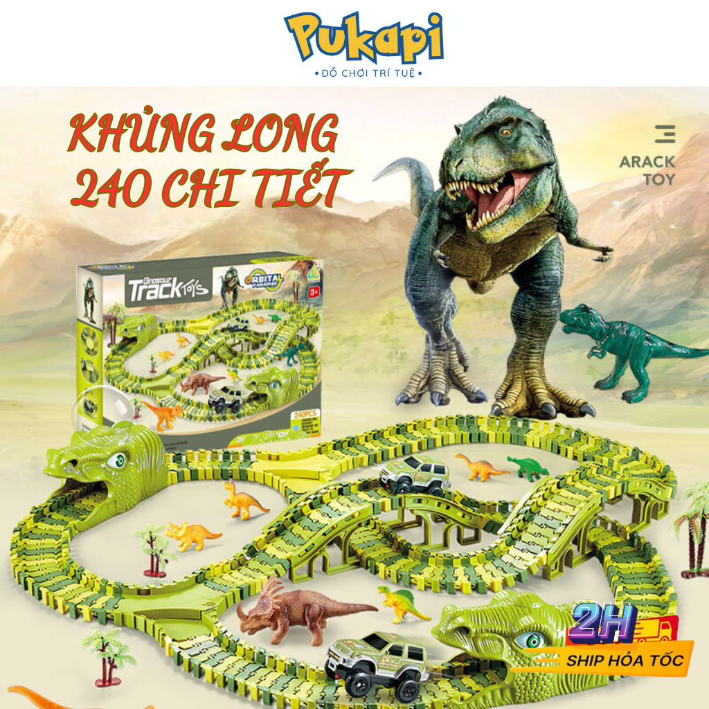 Khủng Long Lắp Ráp Đồ Chơi Lắp Ráp Đường Ray Khủng Long 240 Chi Tiết Cho Bé - Đồ Chơi Cho Bé PUKAPI