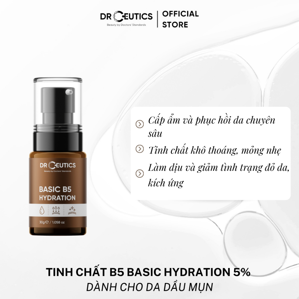 Ảnh DRCEUTICS Tinh Chất B5 Basic Hydration 5% DrCeutics Cho Da Dầu Mụn (30ml) 3