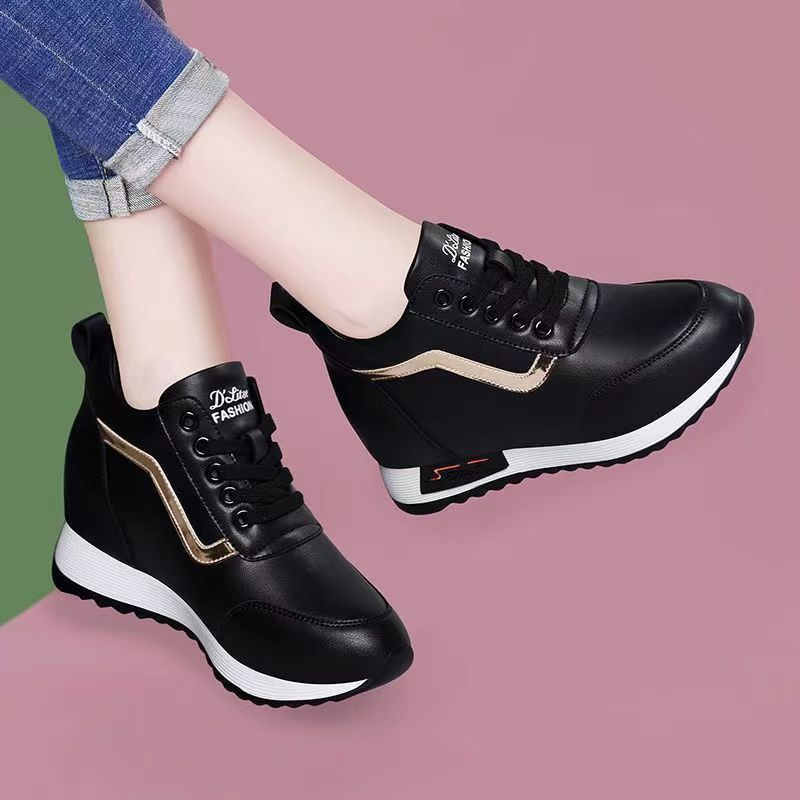 Giày thể thao nữ, sneaker nữ độn đế 7cm, chống hôi chân, chống trơn trượt, 2 màu trắng đen