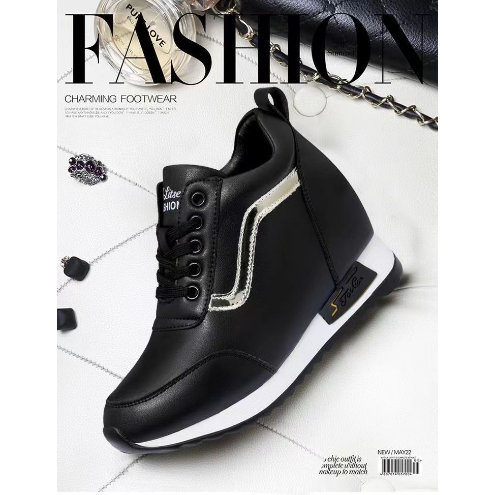 Giày thể thao nữ, sneaker nữ độn đế 7cm, chống hôi chân, chống trơn trượt, 2 màu trắng đen