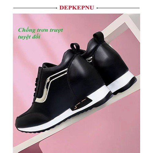 Giày thể thao nữ, sneaker nữ độn đế 7cm, chống hôi chân, chống trơn trượt, 2 màu trắng đen