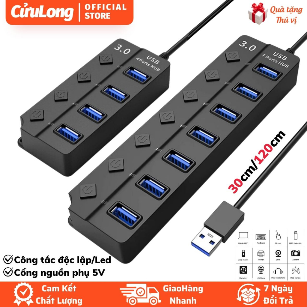 Bộ Chia Cổng USB 3.0 Hub đầu chia đọc dữ liệu tốc độ cao 5Gbps cục chia ...