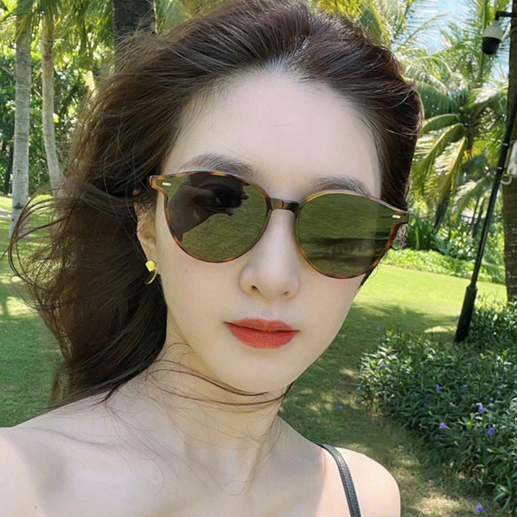 Kính Râm, Kính Mát Nam Nữ Mắt Tròn Nhỏ Phẳng, Gọng Đen, Đồi Mồi, Siêu ...