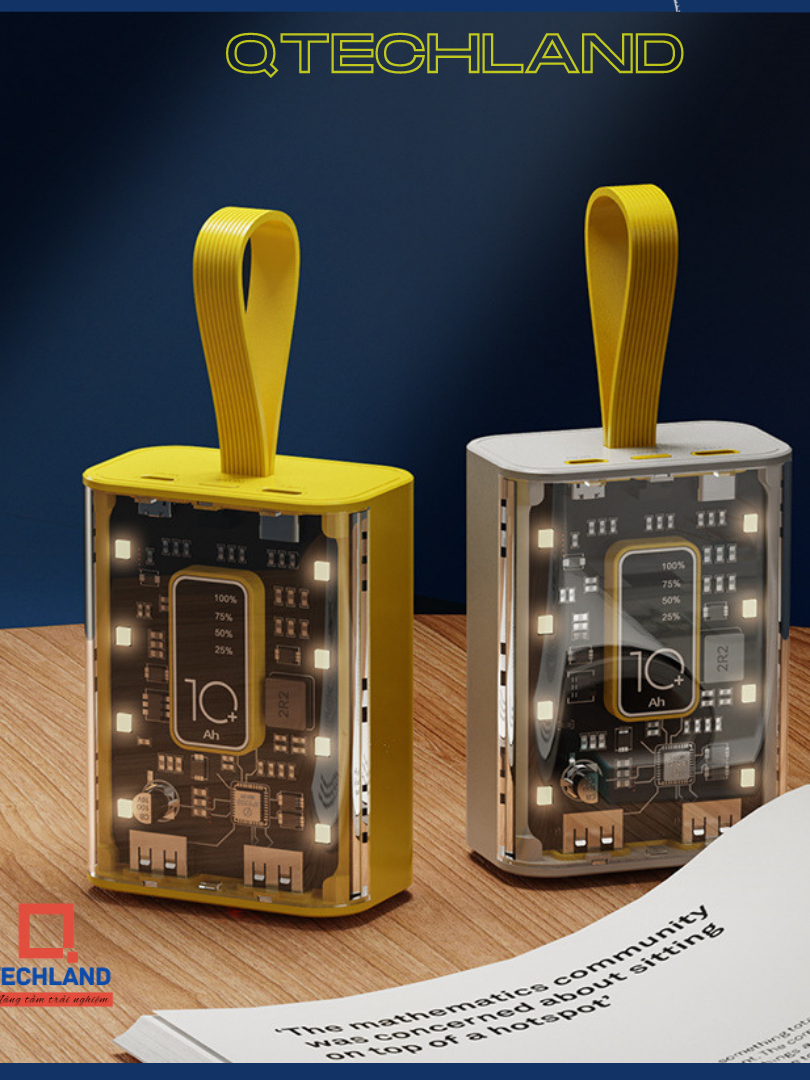 Pin dự phòng trong suốt YM-692 dung lượng 10000-20000mAh có đèn