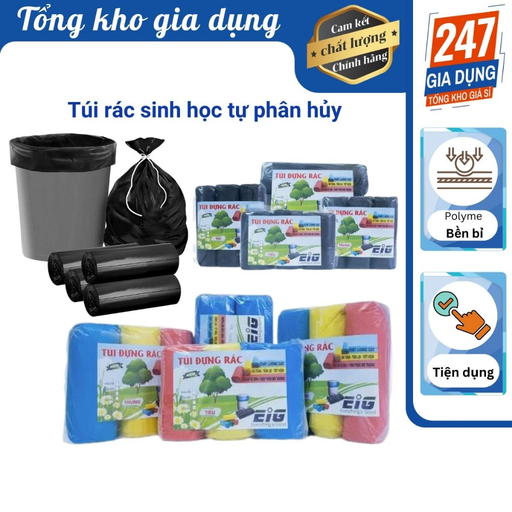Túi đựng rác loại dày, túi rác sinh học tự phân hủy cỡ nhỏ, trung, đại ...