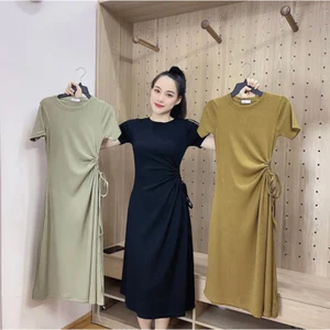 Đầm Thun Nữ Dáng Dài Nhúng Eo-Váy Basic Thanh Lịch Sang Trọng Che Khuyết Điểm,Nhiều Màu