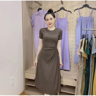[D08] Đầm Thun Nữ Dáng Dài Nhúng Eo-Váy Basic Thanh Lịch Sang Trọng Che Khuyết Điểm,Nhiều Màu
