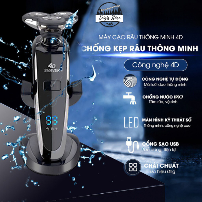 Máy cạo râu 4D cao cấp, Máy cạo râu đa năng 3in1 SHAVER SK 1588 tự mài ...