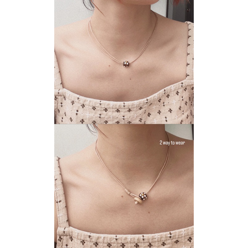 Vòng cổ Shin - dây chuyền hạt gỗ hoa vintage đeo nhiều kiểu