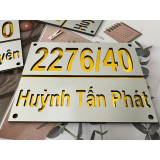 BẢNG, BIỂN SỐ NHÀ. Alu xước bạc + Mica, số nổi alu gương  ngoài trời