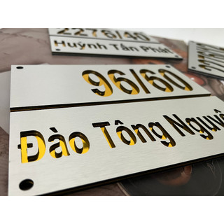 BẢNG, BIỂN SỐ NHÀ. Alu xước bạc + Mica, số nổi alu gương  ngoài trời