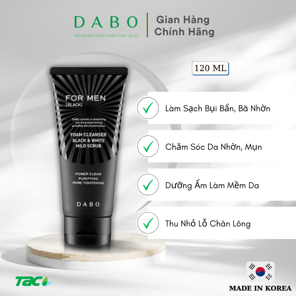 Ảnh Sữa rửa mặt cao cấp cho nam DABO Black Force For Men 120ml 2