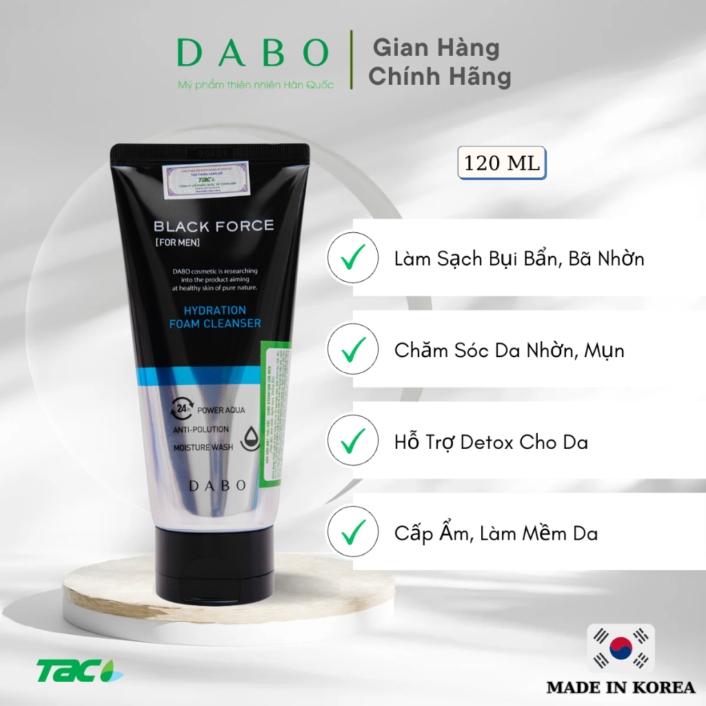 Ảnh Sữa Rửa Mặt Dành Cho Nam DABO Hydration For Men Ngừa Mụn, Sáng Da TAC 120ml 2