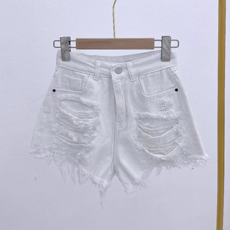 (Có big size) Quần short jean nữ trắng vải denim rách bền đẹp dễ phối ...