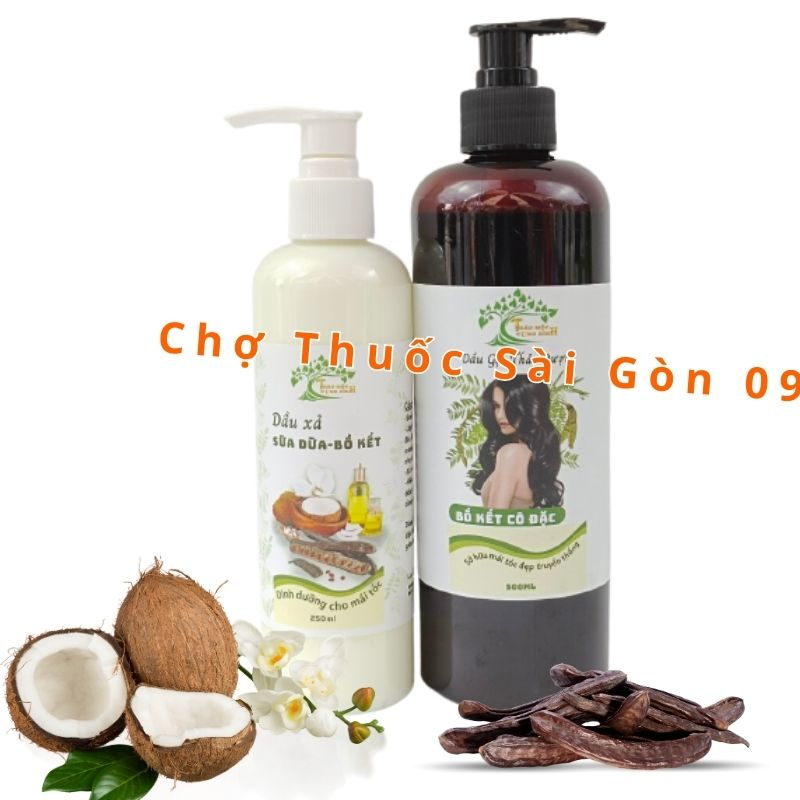Combo Dầu Gội Thảo D ược Bồ Kết Cô Đặc 1L Và  Dầu Xả Tóc Hoa Nhài 250ML- Dưỡng Tóc Mềm Mượt, Giảm Chẻ Ngọn