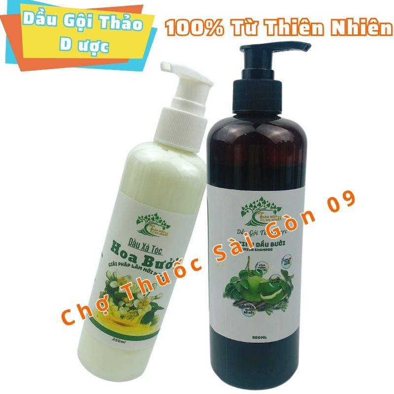 Combo Dầu Gội Thảo D ược T inh Dầu Bưở 500ML- Dầu Xả Hoa Bưởi 250ML- Giảm Chẻ Ngọn, P hục Hồ i  Hư Tổn