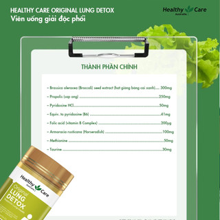 Viên uống giải độc phổi Healthy Care lung detox hộp 180 viên - Maxwell