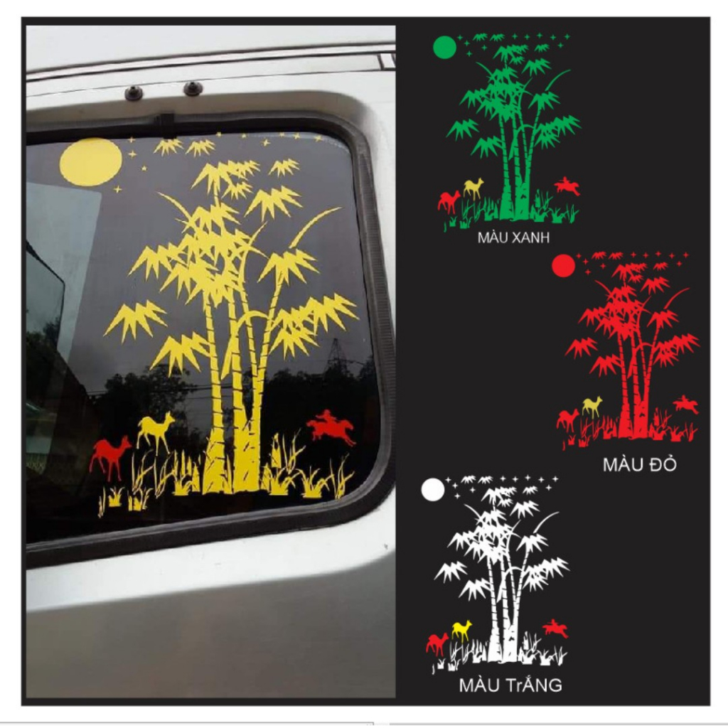 Tem decal hình ảnh cây tre trúc hot trend dán kính xe tải, ô tô (sl 1 ...