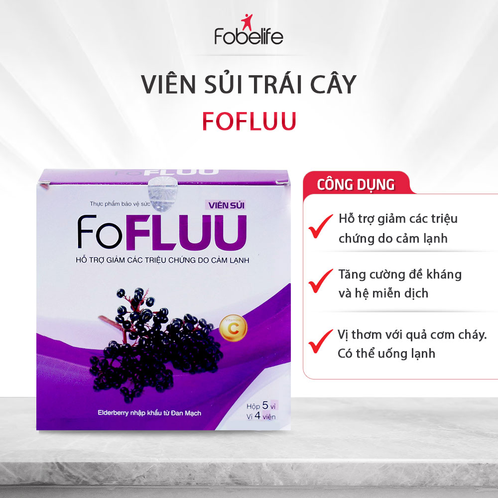 Viên Sủi Trái Cây FoFluu Fobe Giúp Giảm Nhanh Cảm Lạnh N1 - Hộp 20 Viên