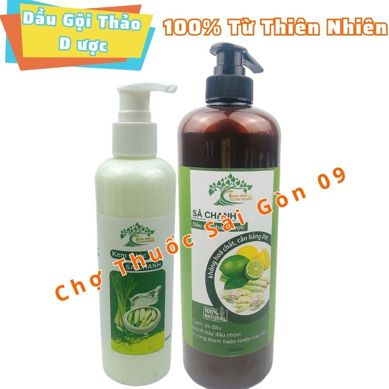Combo Dầu Gội Thảo D ược Sả Chanh 1L Và Dầu Xả Tóc Sả Chanh 250ML- Dưỡng Tóc Chắc Khoẻ, Tóc Mọc Nhiều Hơn