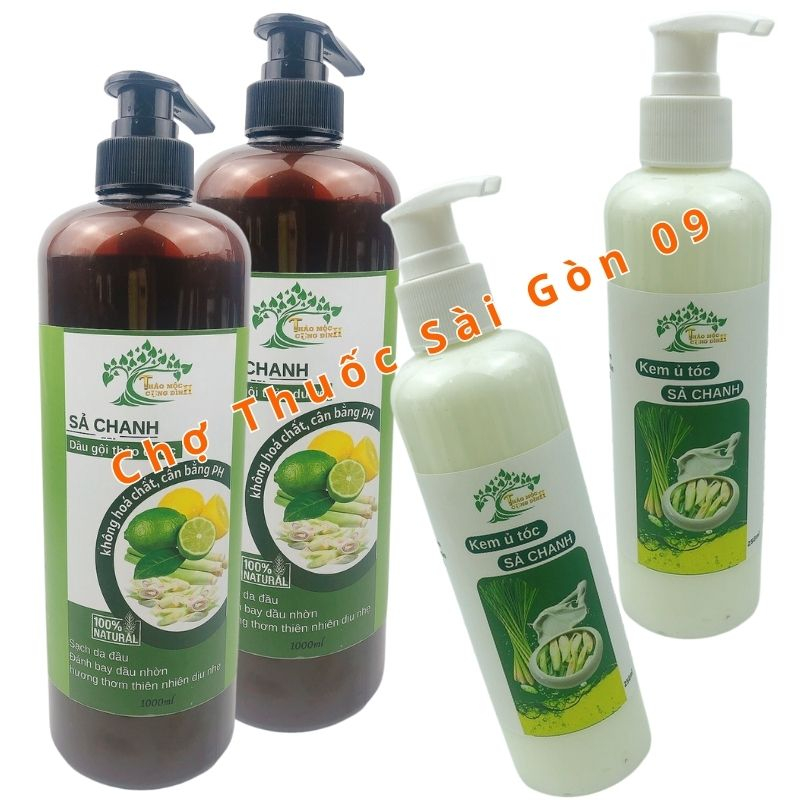 Combo Dầu Gội Thảo D ược Sả Chanh 1L Và Dầu Xả Tóc Sả Chanh 250ML- Dưỡng Tóc Chắc Khoẻ, Tóc Mọc Nhiều Hơn