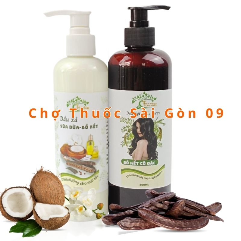 Dầu Gội Bồ Kết Cô Đặc 500 ml Và Dầu Xả Sữa Dừa Bồ Kết- Dưỡng Tóc Từ Sâu Bên Trong