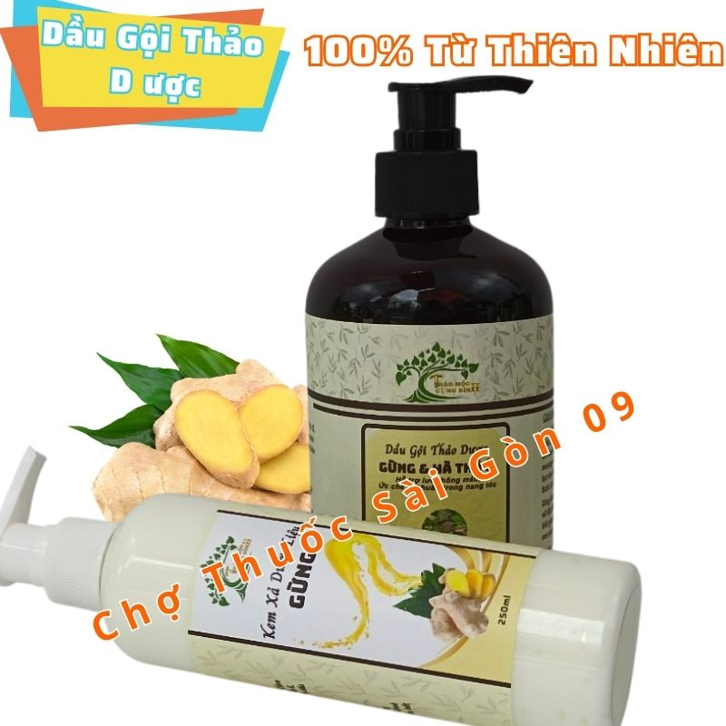 Combo Dầu Gội Gừng & Hà Thủ Ô 500ML +  Kem Xả Gừng 250ML- Dưỡng Tóc Chắc Khoẻ, Giảm Tóc Bạc Sớm