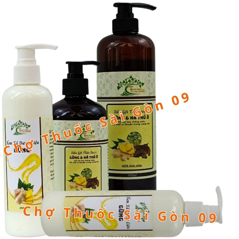 Combo Dầu Gội Gừng & Hà Thủ Ô 500ML +  Kem Xả Gừng 250ML- Dưỡng Tóc Chắc Khoẻ, Giảm Tóc Bạc Sớm