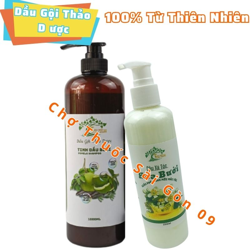 Combo Dầu Gội Thảo D ược Ti nh Dầu Bưởi 1L- Dầu Xả Hoa Bưởi 250ML- Dưỡng Tóc Chắc Khoẻ Từ Sâu Bên Trong