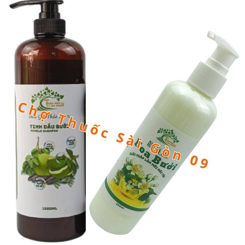 Combo Dầu Gội Thảo D ược Ti nh Dầu Bưởi 1L- Dầu Xả Hoa Bưởi 250ML- Dưỡng Tóc Chắc Khoẻ Từ Sâu Bên Trong