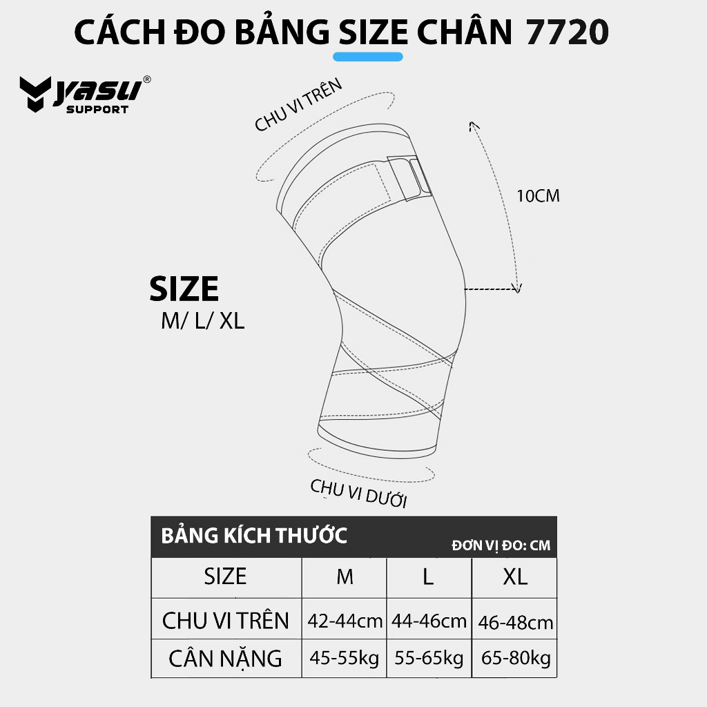 Ảnh Bó gối có dây quấn trợ lực co dãn 4 chiều Yasu YS7720 (1 CHIẾC) 3