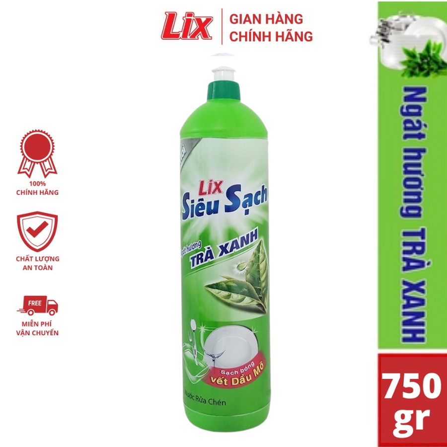 Ảnh Nước rửa chén siêu sạch hương trà LIX 750g N8107 thơm mát sạch bóng vết dầu mỡ 1