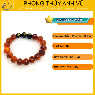Vòng tay huyết long tam hợp thân tý thìn đã khai quang - gỗ cao cấp thấu quang - may mắn tài lộc