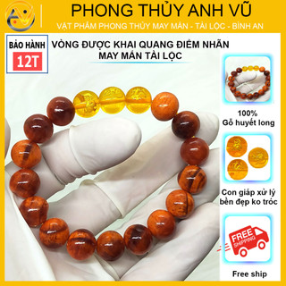 Vòng tay huyết long tam hợp thân tý thìn khai quang - chất liệu gỗ thấu quang - may mắn tài lộc
