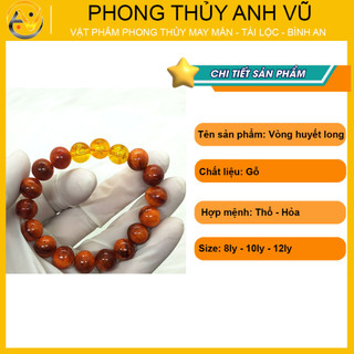 Vòng tay cao cấp huyết long tam hợp tỵ dậu sửu -chất liệu gỗ cao cấp có thấu quang - may mắn tài lộc