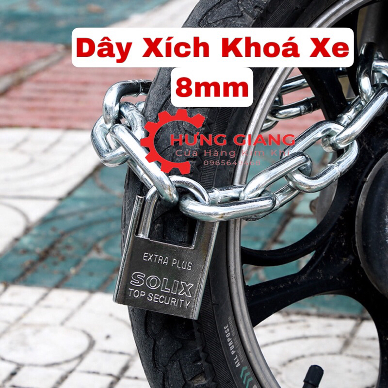 Dây Xích Khoá Cửa, Khoá Xe Loại Dày An toàn Khó Cưa, Cắt