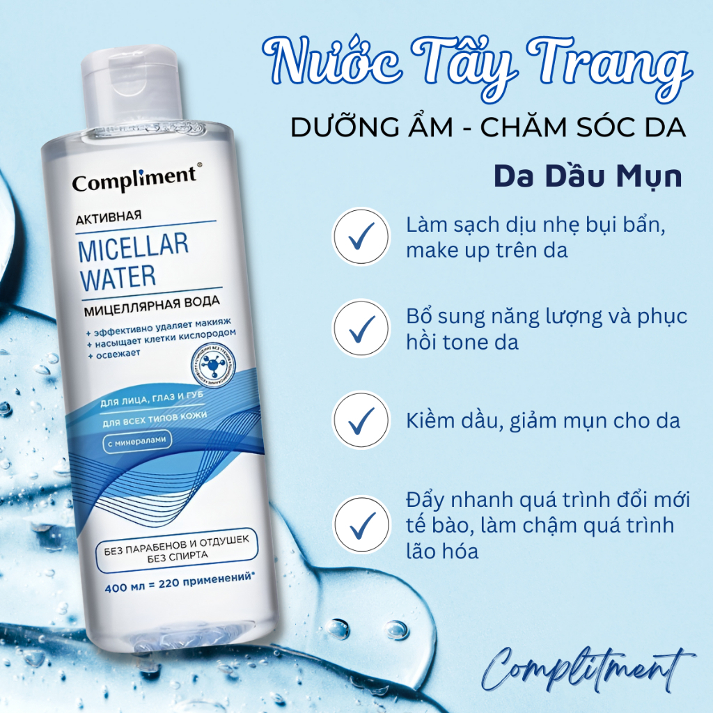 Nước Tẩy Trang Compliment Micellar Water 400ml Làm Sạch Sâu Cho Da Nhạy ...