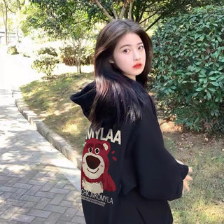 Áo nỉ HOODIES gấu dâu mũ trùm đầu dáng rộng thời trang dành cho nam nữ