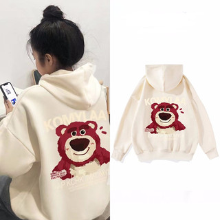 Áo nỉ HOODIES gấu dâu mũ trùm đầu dáng rộng thời trang dành cho nam nữ