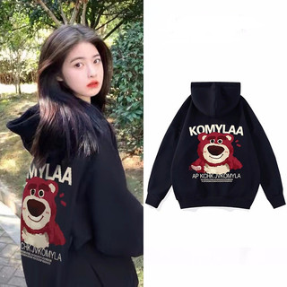 Áo nỉ HOODIES gấu dâu mũ trùm đầu dáng rộng thời trang dành cho nam nữ