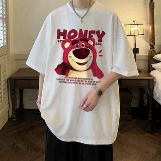 Áo phông 3158 nam nữ in hình gấu dâu dáng rộng unisex