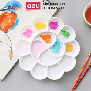 Khay pha màu 10/14 ngăn Deli - 1 chiếc, thiết kế nhựa trắng an toàn, dễ nhìn