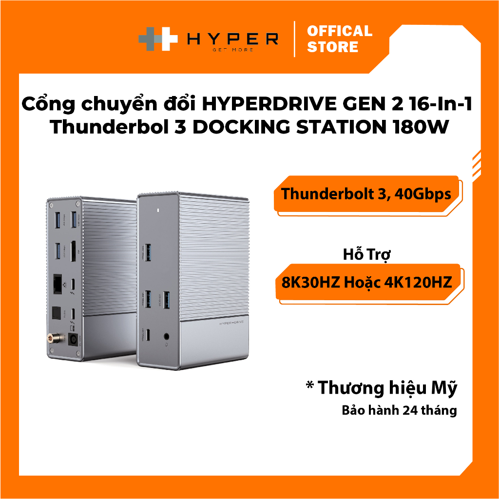 Cổng chuyển đổi HYPERDRIVE GEN 2 16-In-1 Thunderbol 3 DOCKING STATION ...