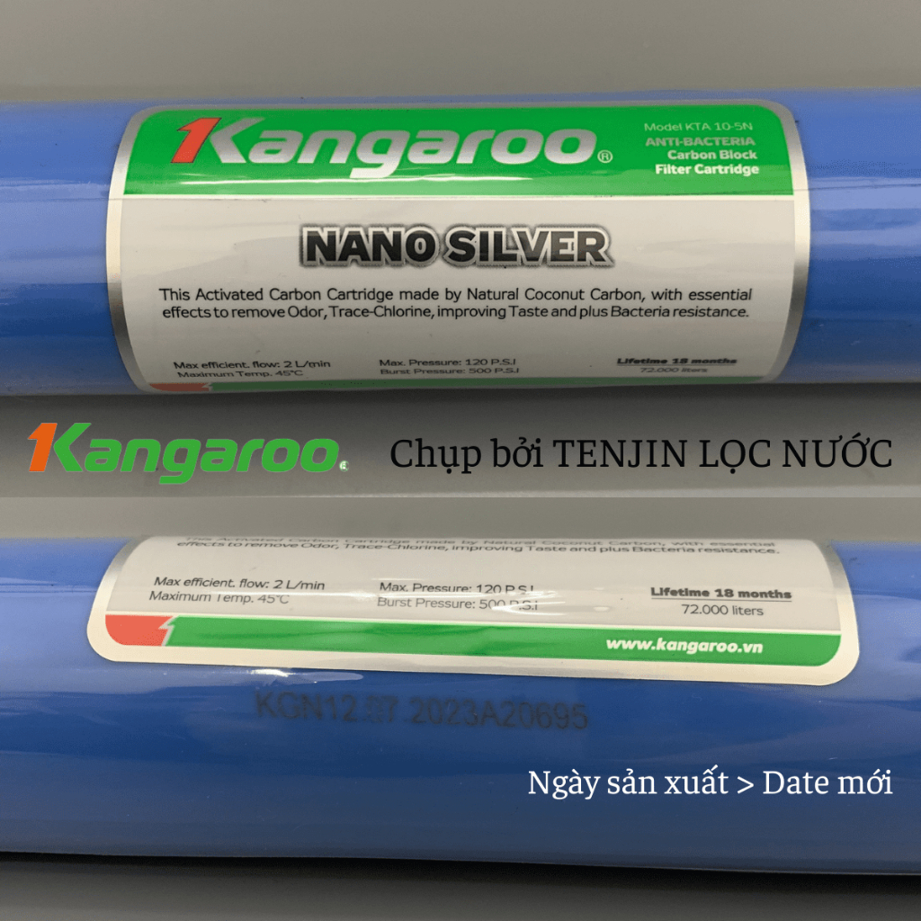 Lõi số 5 Nano Silver Kangaroo Chính Hãng Lõi Chức Năng Diệt Khuẩn Và Chống Tái Nhiễm Khuẩn Dành Cho Máy Lọc Nước RO