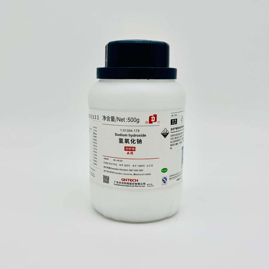 Hóa Chất Sodium Hydroxide 96 Natri Hydroxit Chai 500g Ghtech Ar